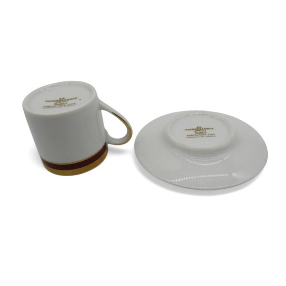 LA VAISSELLERIE Fine PORCELAIN Cup Saucer Gold Red Accents Vaiselle Vintage - Picture 5 of 10